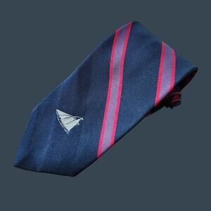 Mens Smithsonian Collection By Schreter Nautical Necktie Navy/Plum With Sailboat